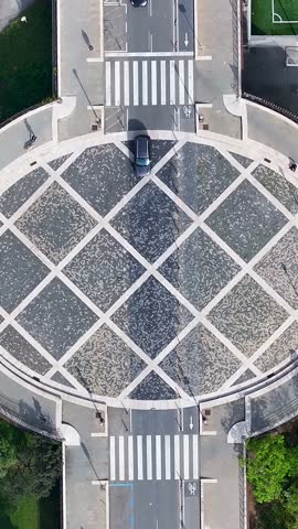 Carrer De Sardenya At Barcelona In Barcelona Province Spain. Famous Roundabout. Downtown Cityscape. Top View Crossing. Carrer De Sardenya At Barcelona Spain. Barcelona Street Scene. Spain Skyline.