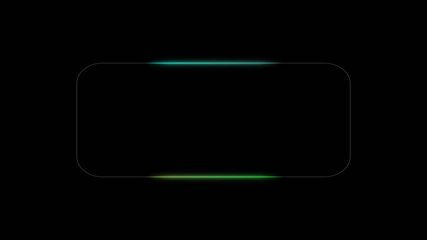 Glowing Neon Rectangle Frame Illuminating Dark Space Electric Light Stroke Loop Creating Radiant Captivating 4K Background Animation Visual Edge Glow.