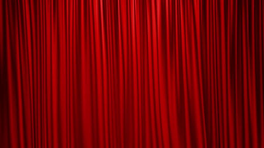 Red velvet curtain open on green screen and alpha matte. 4k animation for transition compositing.