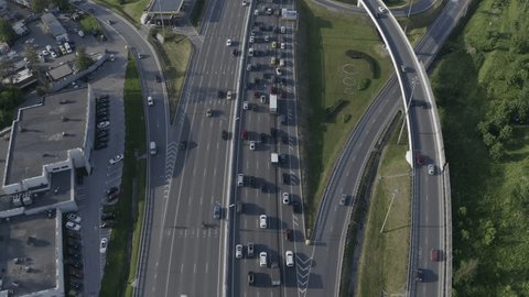 Drone Flight above Mkad Interchanges Traffic