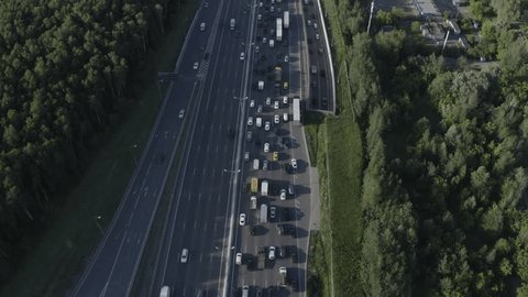 Drone Moving along Mkad Revealing Moscow Cityscape