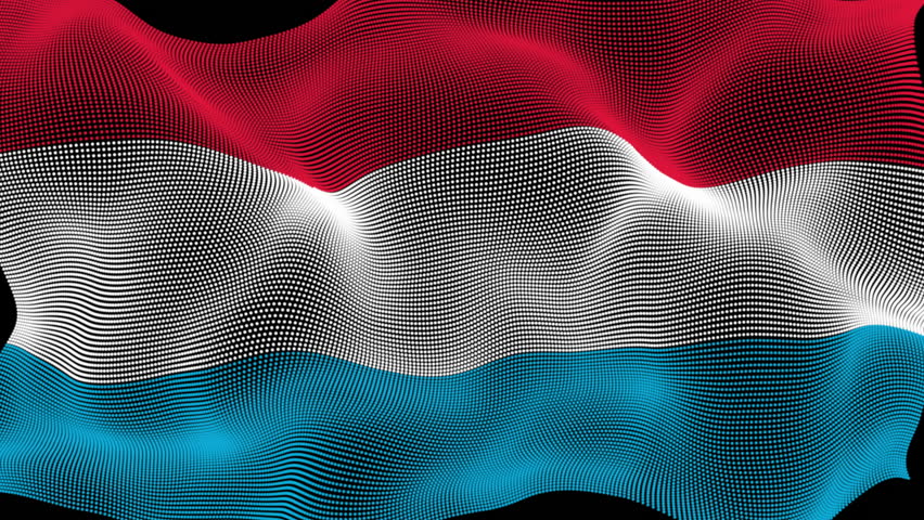 Luxembourg Flag Digital Particle Waving on Black Background