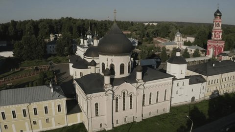 Aerial Orbit around Large Monastery Church