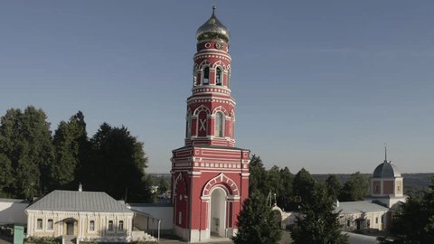 Drone Ascending toward Clock Tower Monastery Chekhov