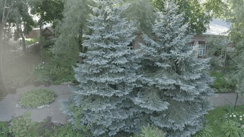 Aerial Sideways Flight over Historic House Chekhov