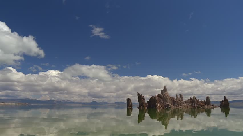 Mono Lake tufa towers reflecting in the water, a unique saline lake landscape, California, USA