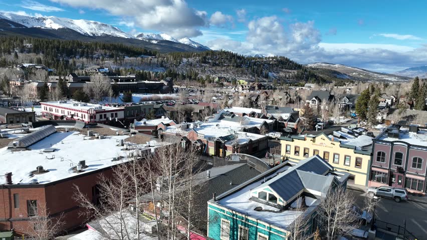 Breckenridge Colorado Aerial View - Snowy Streets