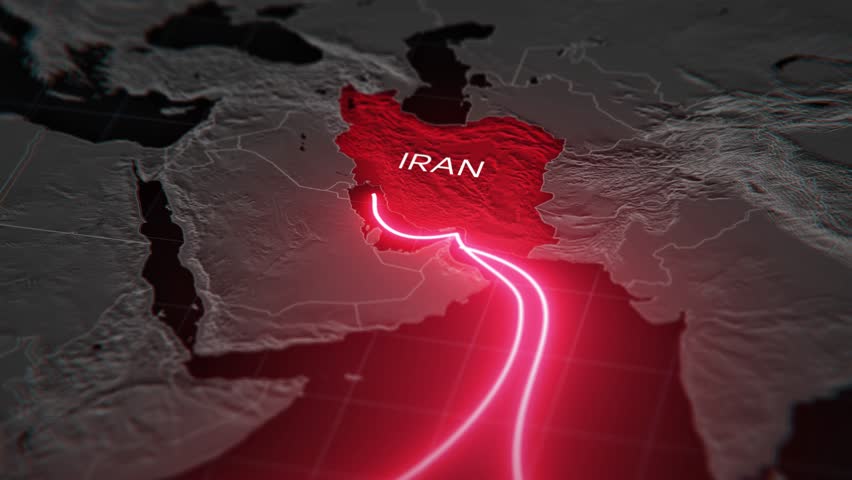 Map of Iran under attack. Visualization of military escalation.