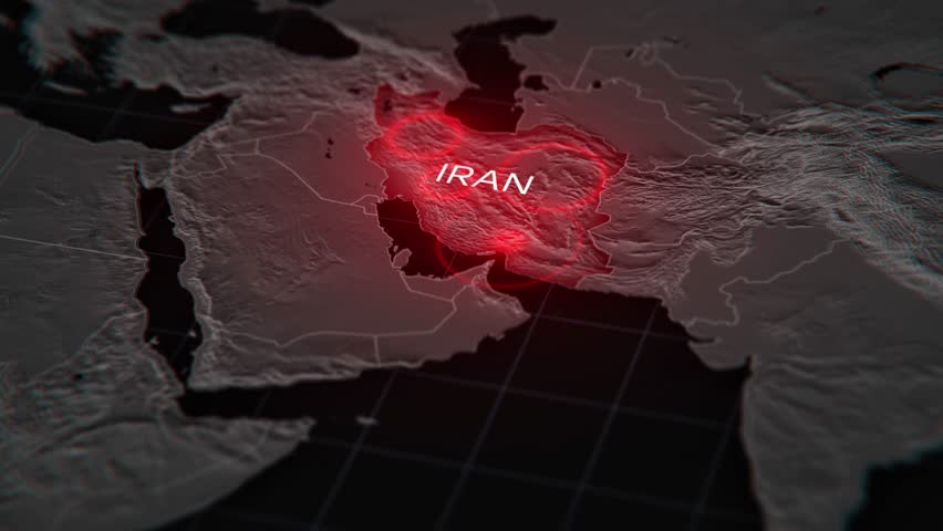 Map of Iran under attack. Visualization of military escalation.