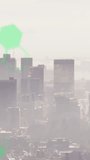 Vertical video: Hex appearing code stack-slide-fade over city spots pulsing final fade showing data. Skyline, urban, drone, neon, green, futuristic, vertical video - Powered by Shutterstock - Get 15% off with code: PIKWIZARD15