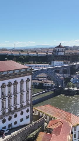 Porto Skyline At Porto In District Of Porto Portugal. Downtown Landscape. Cultural Heritage. Public Transport Scenery. Porto Skyline In Portugal. Portugal Skyline. Travel Landscape.