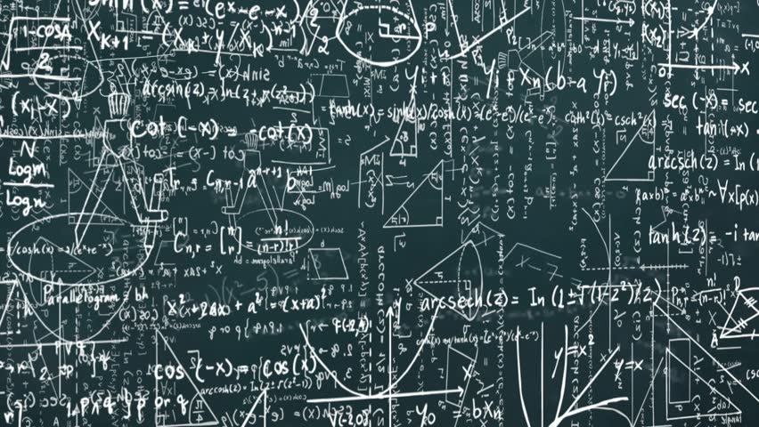 Animation of mathematical equations and diagrams over gray background. Digitally generated, hologram, illustration, sums, formulas, algebra, chalk drawing, solution and education concept.