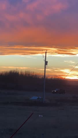 Prairie Sunset Over Open Fields in Siksika Alberta Canada