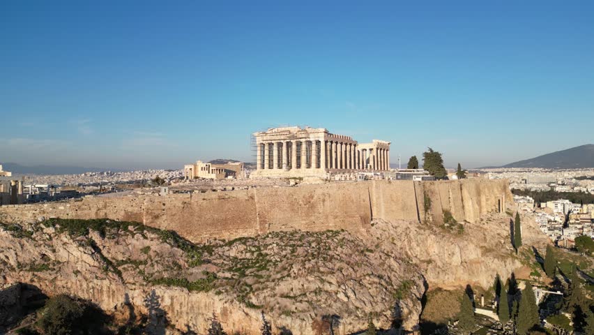Aerial View of the Acropolis and Parthenon in Athens Greece