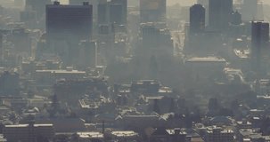 Animation of bar graph over aerial view of modern cityscape against sky. Digital composite, multiple exposure, report, business, skyscrapers, buildings, architecture and technology concept. - Powered by Shutterstock - Get 15% off with code: PIKWIZARD15