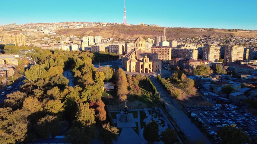 Saint Gregory the Illuminator Cathedral with Yerevan Skyline, Armenia