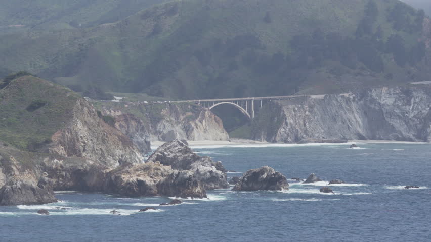 Bixby Bridge in the Big Sur region of the Pacific Coast Highway and California coastline.