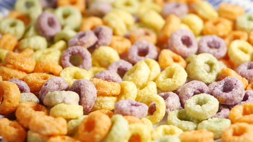 Colorful cereal mix delight in a large bowl on a vibrant table