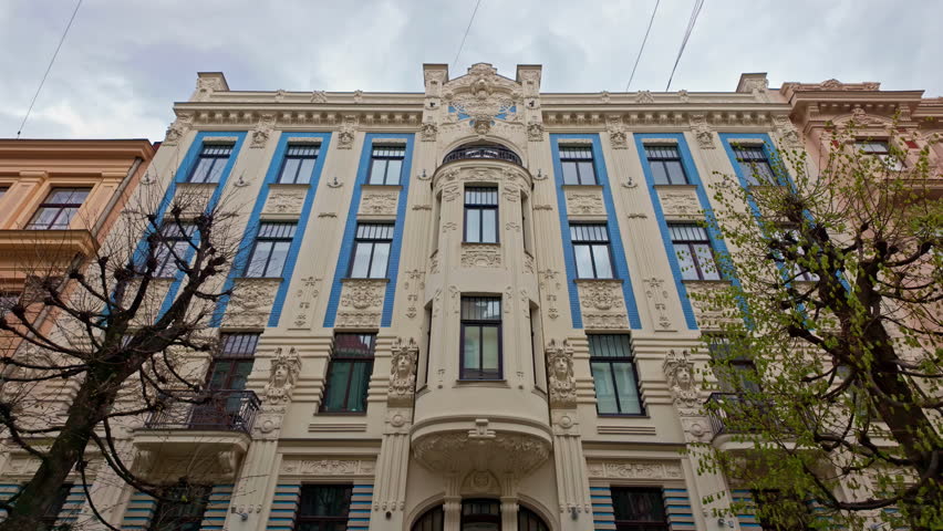 Art Nouveau building located on Alberta Street in Riga old town, Latvia