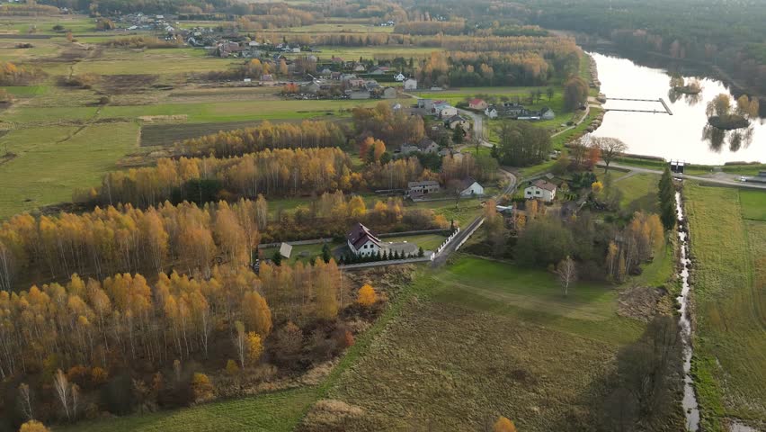 Nature and architecture blend in this autumn landscape