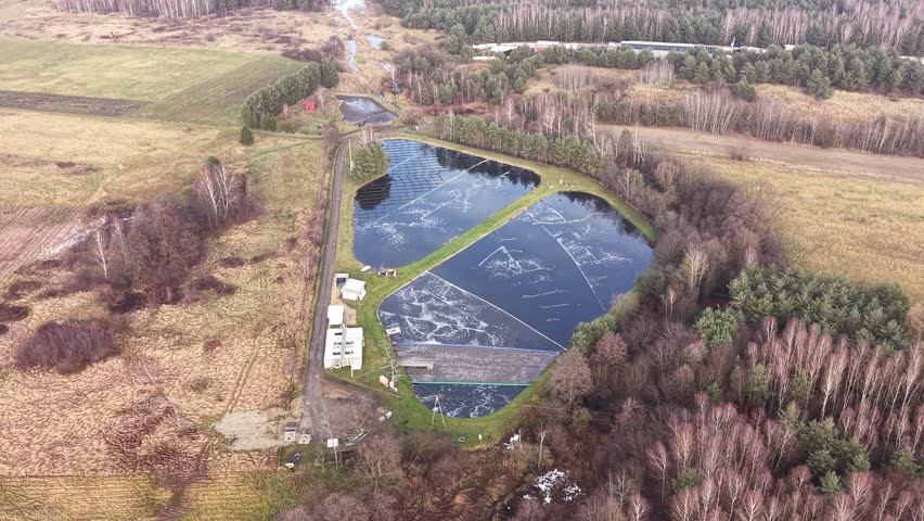 Top down view of a large water processing complex