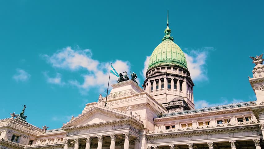 Argentine National Congress Exterior with Flag Political Institution Establisher