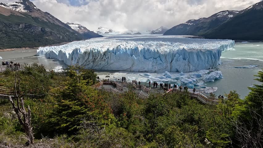 The Perito Moreno Glacier is part of Los Glaciares National Park. It is located in the province of Santa Cruz, in southern Argentina on Dec 12, 24. The views are breathtaking from the walkways.
