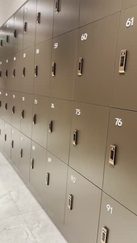 Modern Locker Room Storage Units with Numbered Lockers