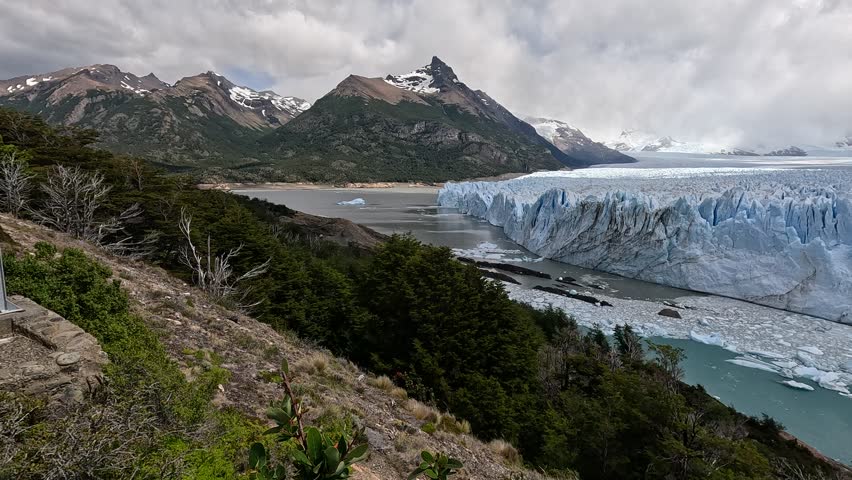 The Perito Moreno Glacier is part of Los Glaciares National Park. It is located in the province of Santa Cruz, in southern Argentina on Dec 12, 24. The views are breathtaking from the walkways.