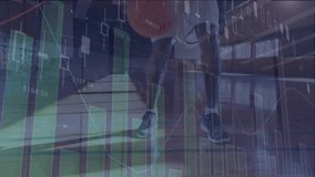 Animation of data processing against low section of male basketball player practicing basketball. Sports technology concept - Powered by Shutterstock - Get 15% off with code: PIKWIZARD15