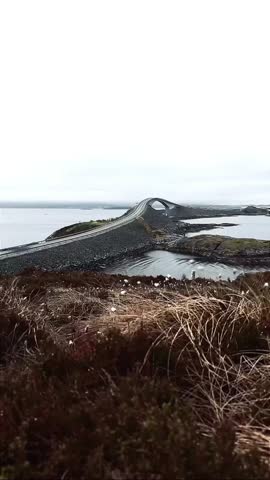 Time Lapse of Dramatic Coastal Bridge and Ocean