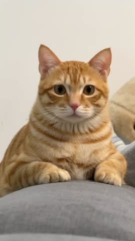 Close-up Portrait of a Relaxed Orange Cat in a Modern Home. 