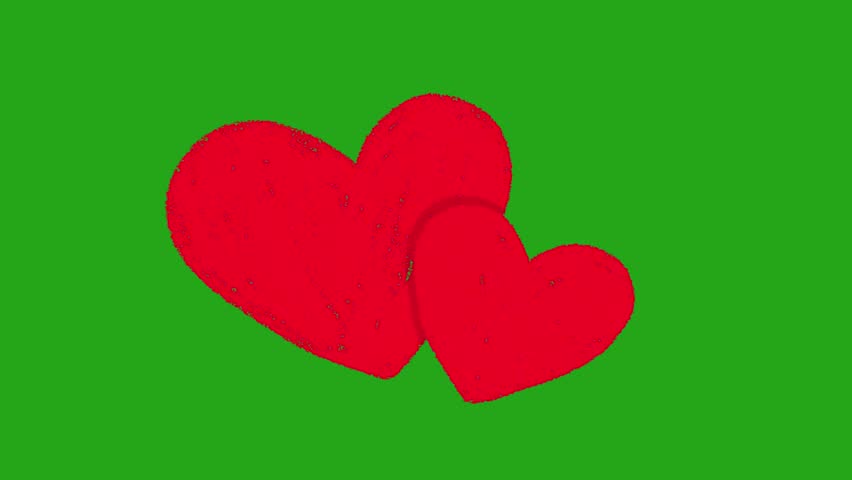Hand Drawn Cute Heart Animation on Green Screen | Romantic Love Hearts 2D Hand Drawn Animation | Valentine Heart Animated Overlay Effects 