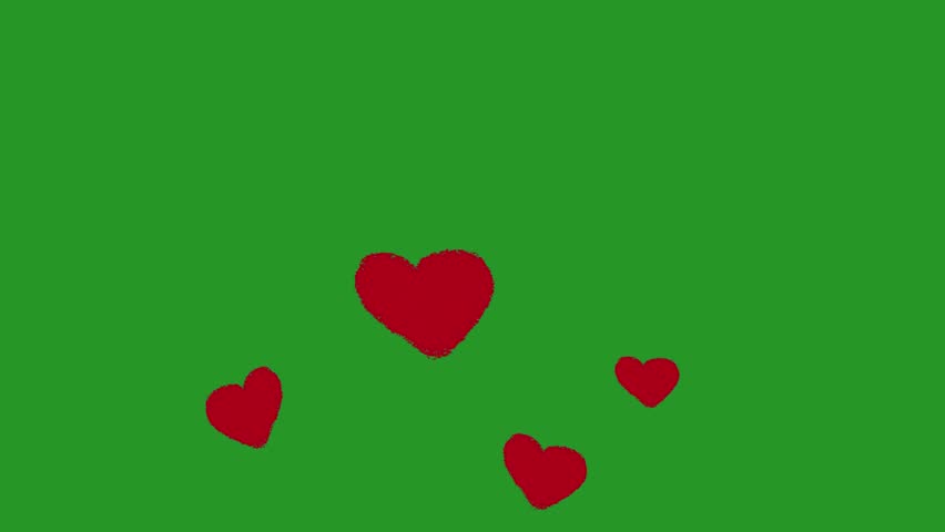 Hand Drawn Cute Heart Animation on Green Screen | Romantic Love Hearts 2D Hand Drawn Animation | Valentine Heart Animated Overlay Effects 