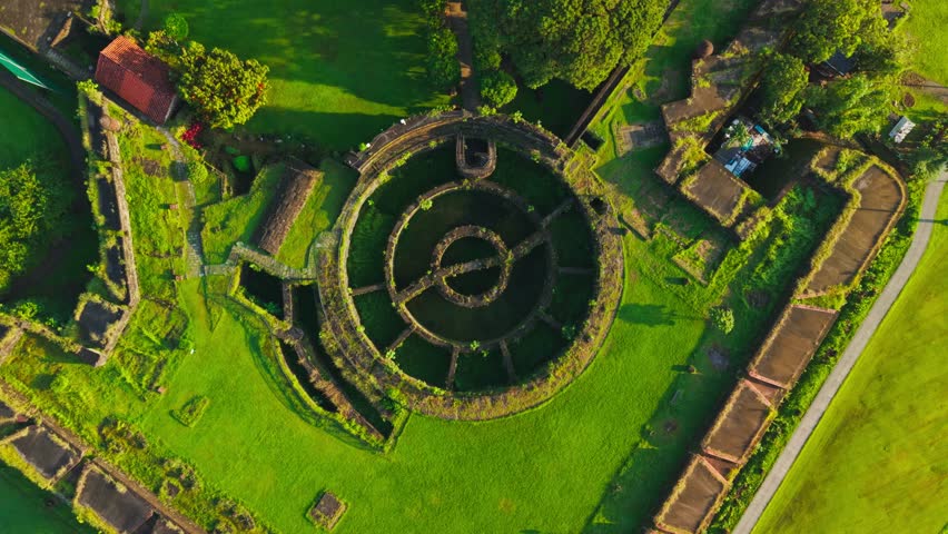 Slow orbiting drone descends over Baluarte De San Diego Intramuros Manila