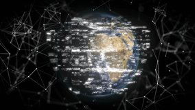 Glitch sweeping, rotating globe forming shield-lock, prints flanking, node-mesh securing data. Earth, cybersecurity, network, neon, holographic, abstract, futuristic - Powered by Shutterstock - Get 15% off with code: PIKWIZARD15