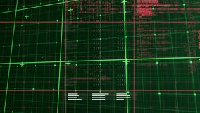 Animation of neon ticking clock and data processing over grid network against green background. Computer interface and business technology concept - Powered by Shutterstock - Get 15% off with code: PIKWIZARD15