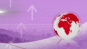 Animation of rotating globe and up arrows over aerial view of fog covered modern city against sky. Digital composite, multiple exposure, business, growth, direction, globalization and architecture. - Powered by Shutterstock - Get 15% off with code: PIKWIZARD15
