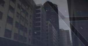Activating interface above skyline ring rotating ticks sweeping and nodes pulsing visualizing data. Futuristic, technology, digital, innovation, skyscraper, ui, animation - Powered by Shutterstock - Get 15% off with code: PIKWIZARD15