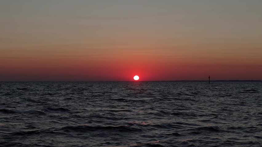 Cinematic Sunset Movement Across Lake Pontchartrain, Louisiana