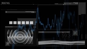 Animation of futuristic data interface with graphs and circular diagrams. Technology, digital, innovation, graphics, analytics, visualization - Powered by Shutterstock - Get 15% off with code: PIKWIZARD15