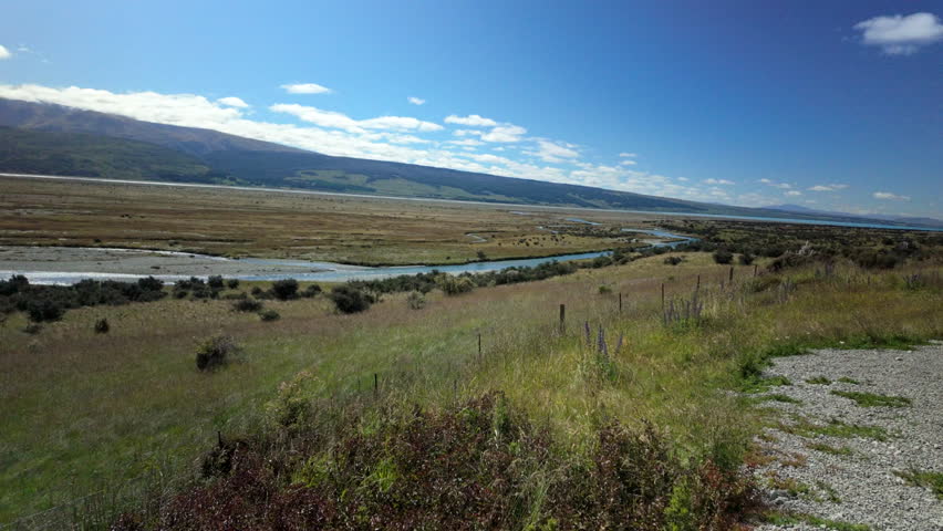 Scenic Valley Plain With Braided River And Snowcapped Peaks