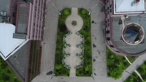 Drone Flying Forward over Medical Center Roof