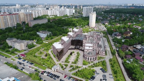 High Altitude Drone Circling Medical Center