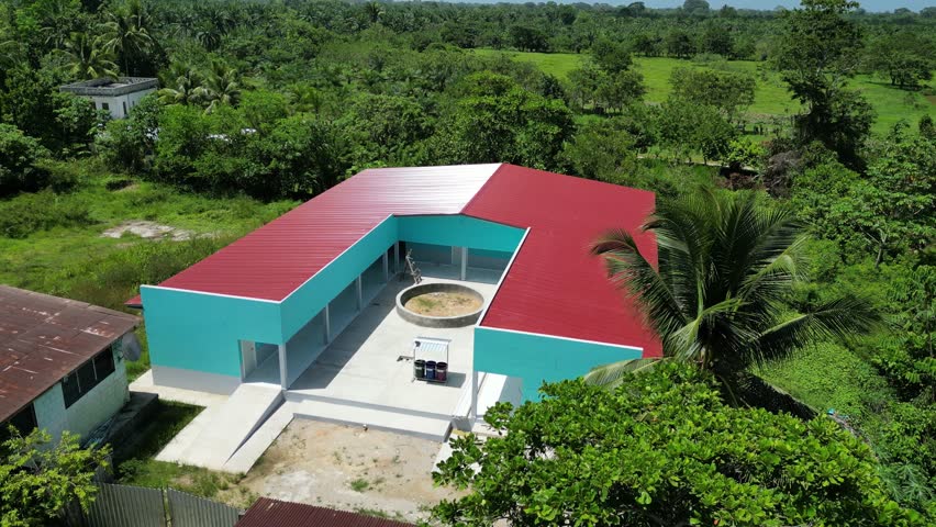 Aerial View of New Rural Clinic in Caribbean Honduras, Public Health Infrastructure, Community Support
