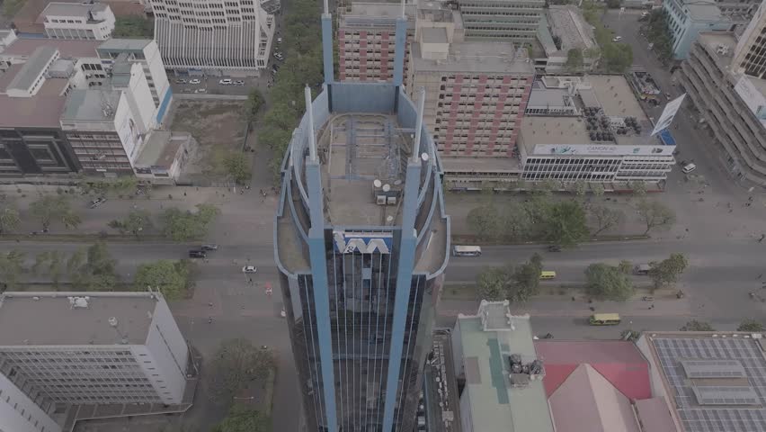 Nairobi city streets Kenyatta avenue during the day from a drone