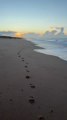 Footprints in the sand, beach Portugal 