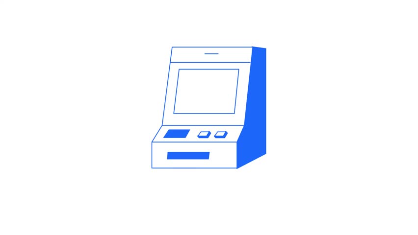 A line style animated icon depicting atm machine