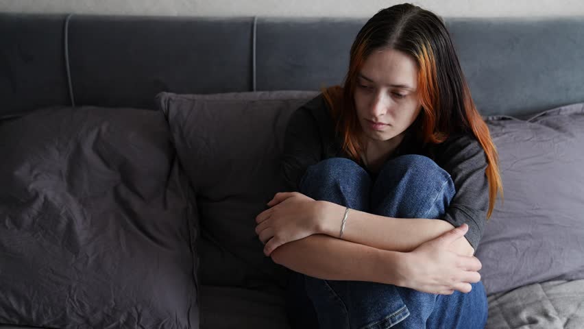 girl stress, women experiences, girl Hope through sadness, emotional complexity, facing pain, tender moment, quiet vulnerability, mental health crisis, introspective mood, sitting still, low spirit