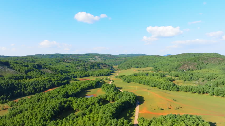 Sky Clouds Above Forest Outdoor Scenic Landscapes 4K Aerial